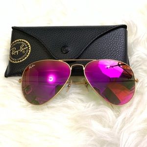 Ray Ban Pink Mirrored Aviators